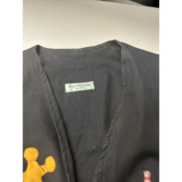 Vintage Handmade Folk Applique Frog A La Peche Cowgirl Vest Embroidered Medium - Picture 8 of 11